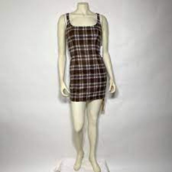 Reformation Brown Plaid Dress - Picture 3 of 8